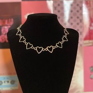 Heart Shaped Collar Necklace Silver